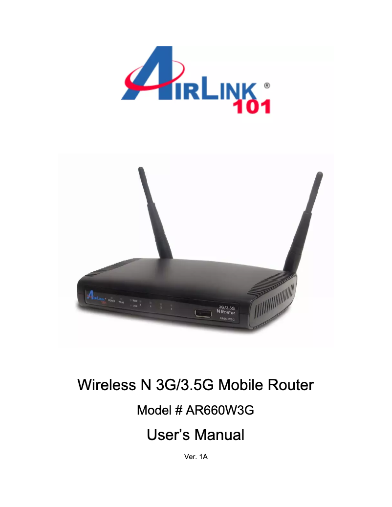 Page n°1 - Manuel utilisateur AirLink101 AR660W3G