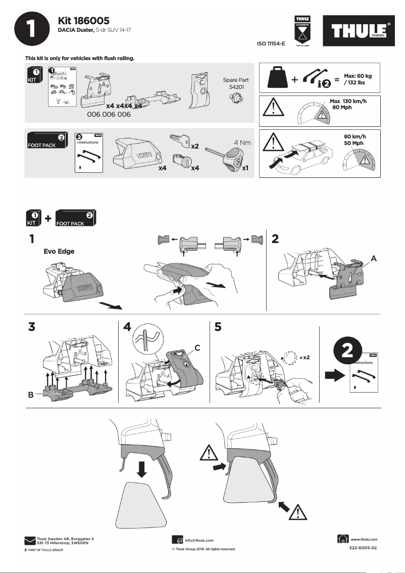 Page n°1 - Manuel utilisateur Thule Kit 186005