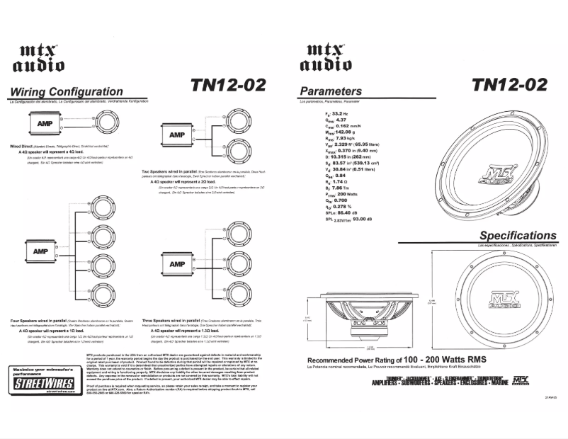 Page 1 de la notice Manuel utilisateur MTX Audio TN12-02