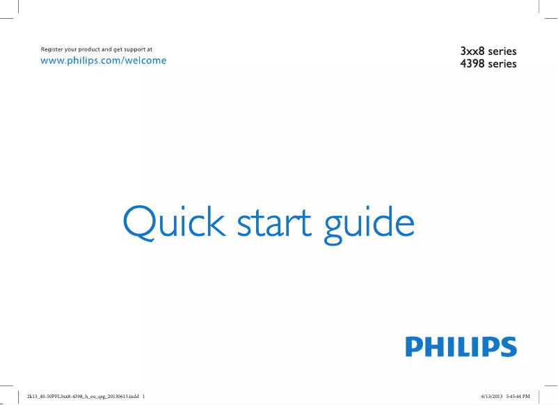 Page n°1 - Guide de démarrage rapide Philips 40PFL3148H