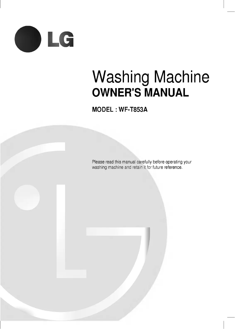 Page 1 de la notice Manuel utilisateur LG WF-T853A