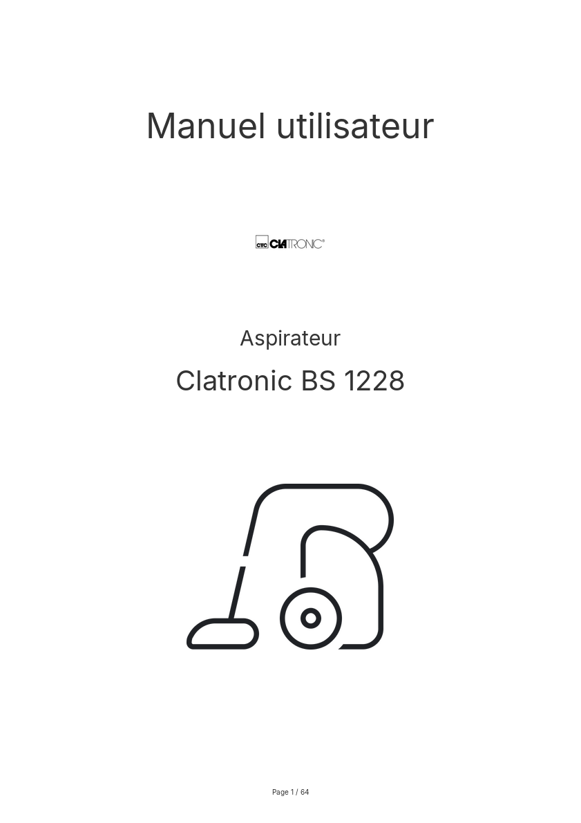Page n°1 - Manuel utilisateur Clatronic BS 1228