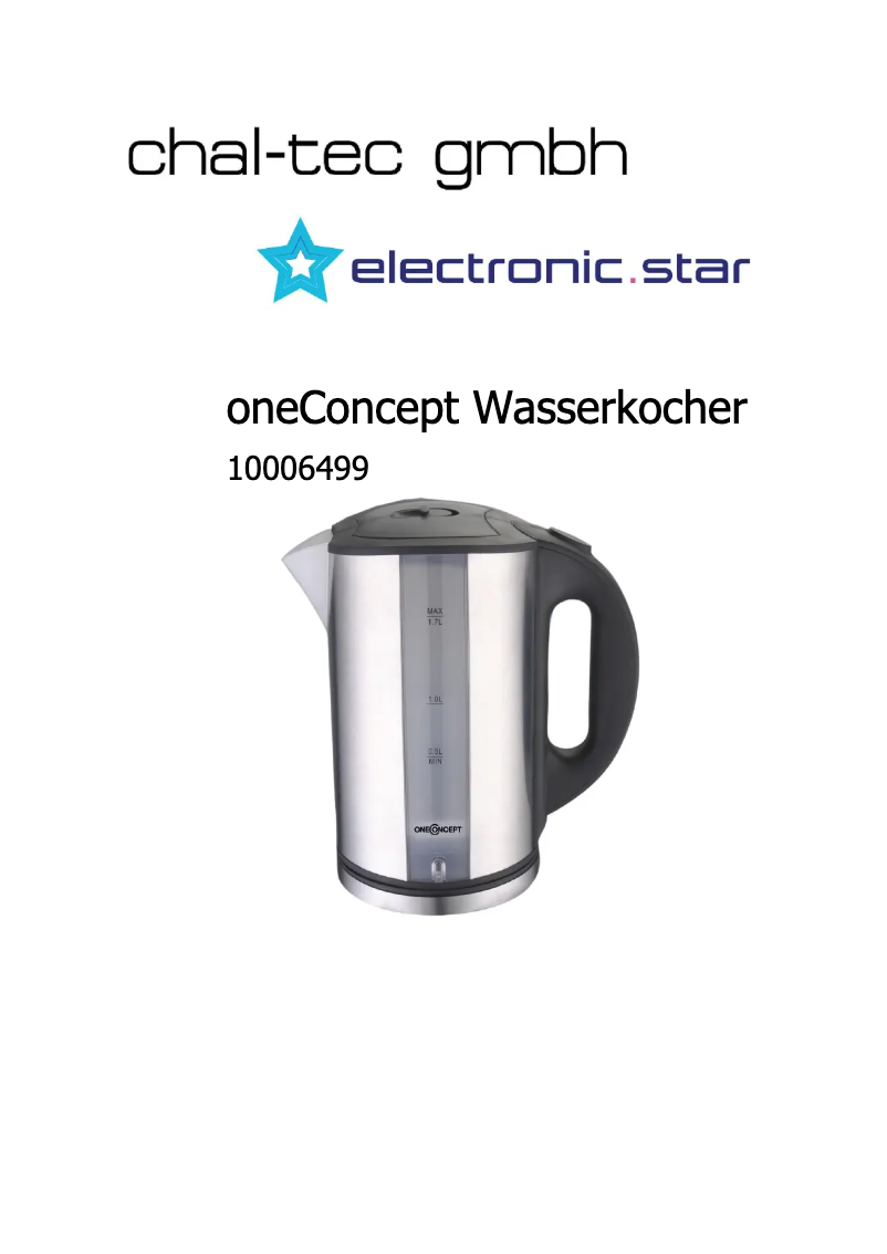 Page 1 de la notice Manuel utilisateur OneConcept SS17