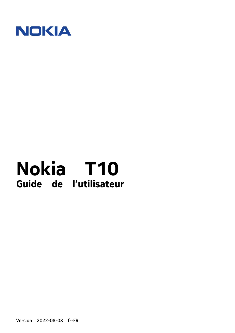Page n°1 - Manuel utilisateur Nokia T10