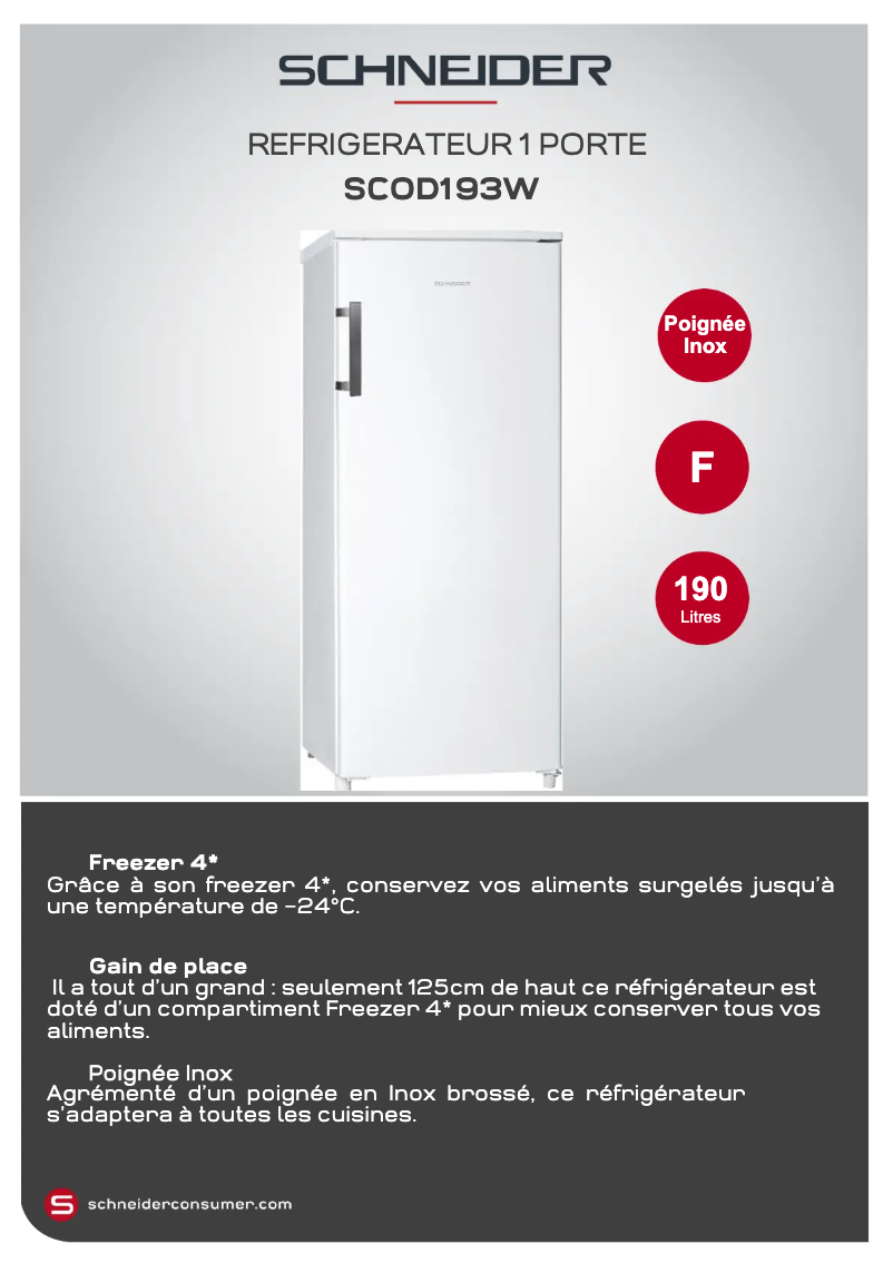 Page 1 de la notice Fiche technique Schneider SCOD193W