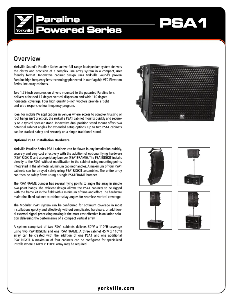 Página 1 del manual Ficha técnica Yorkville Paraline PSA1