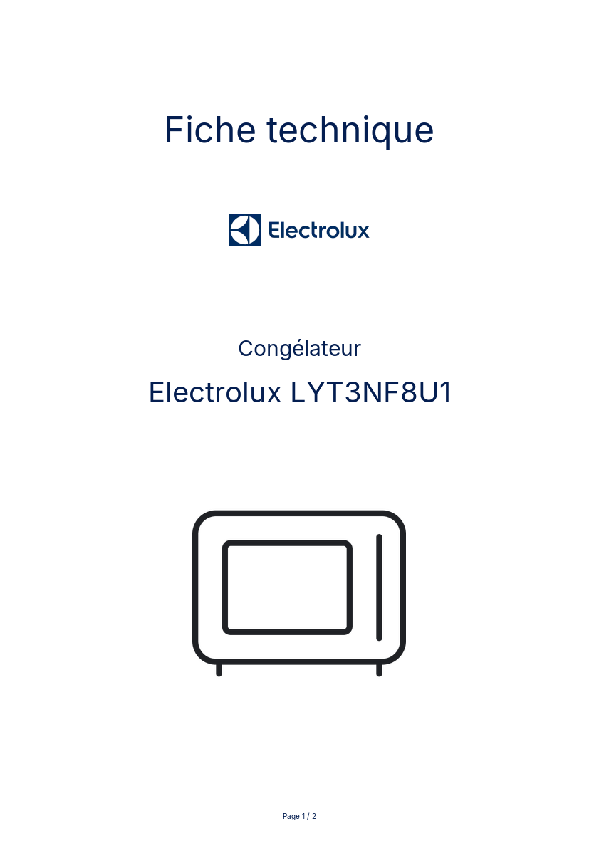 Page n°1 - Fiche technique Electrolux LYT3NF8U1