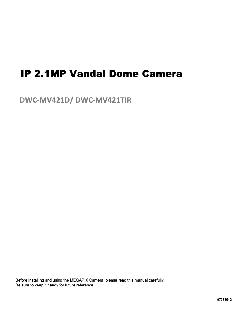 Page 1 de la notice Manuel utilisateur Digital Watchdog DWC-MV421D