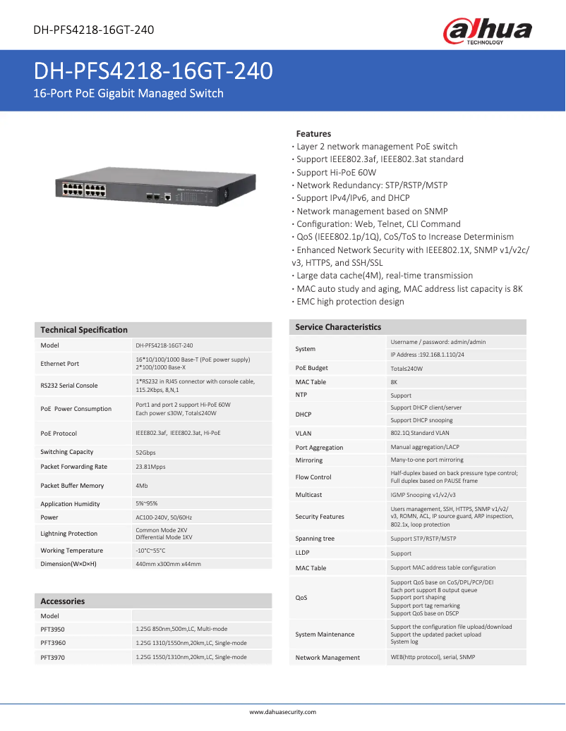 Image de la première page du manuel de l'appareil PFS4218-16GT-240