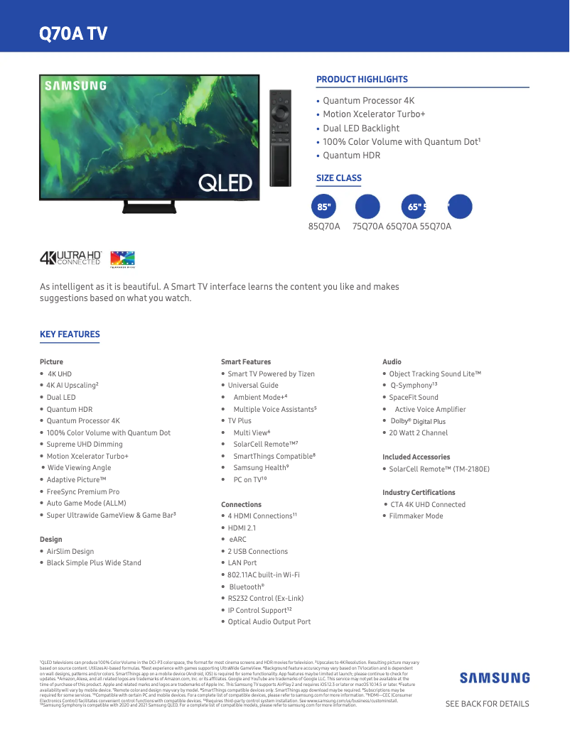 Image de la première page du manuel de l'appareil QN75Q70A