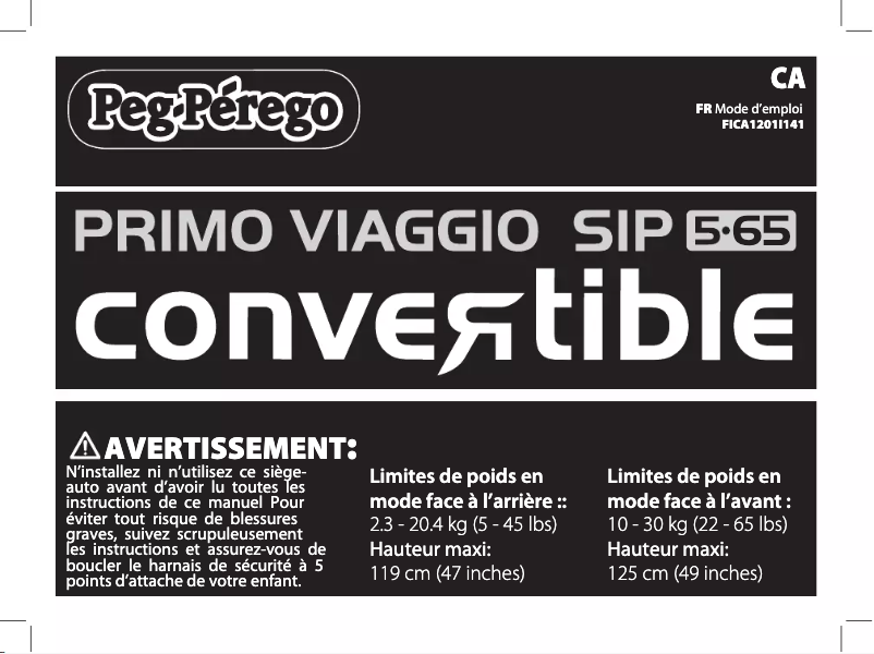 Image de la première page du manuel de l'appareil Primo Viaggio Convertible