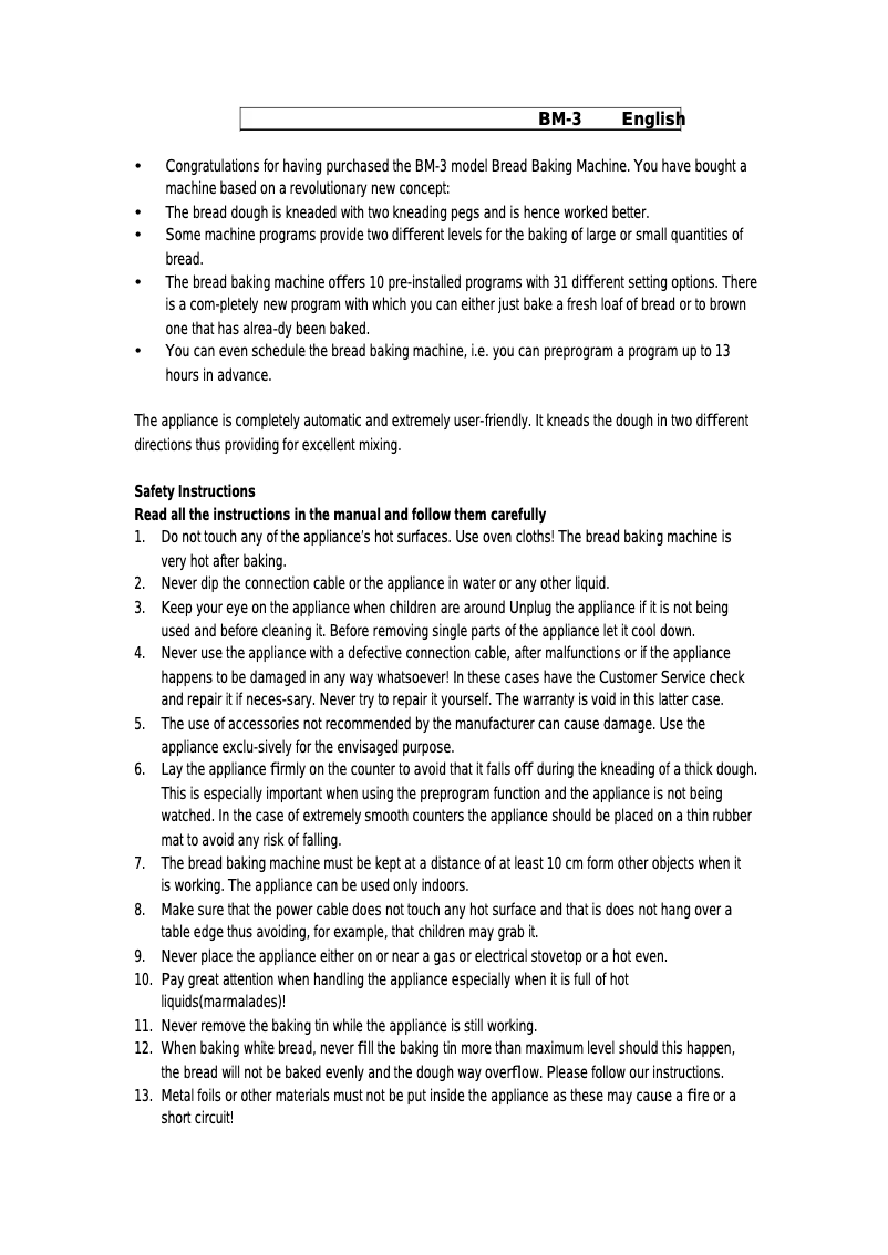 Imagen de la primera página del manual del dispositivo BM-3