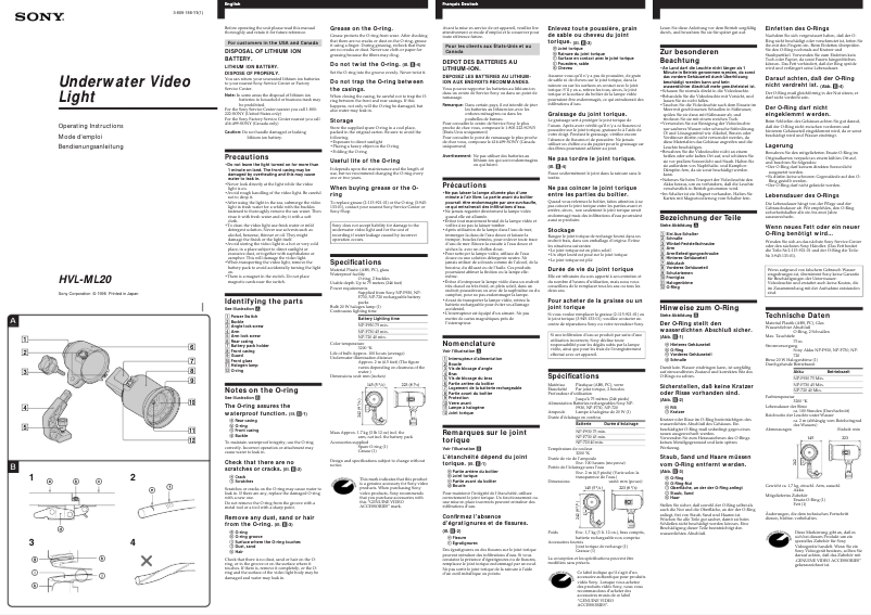 Page 1 de la notice Manuel utilisateur Sony HVL-ML20
