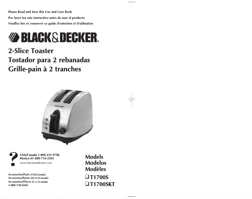 Page 1 de la notice Manuel utilisateur Black & Decker T1700S
