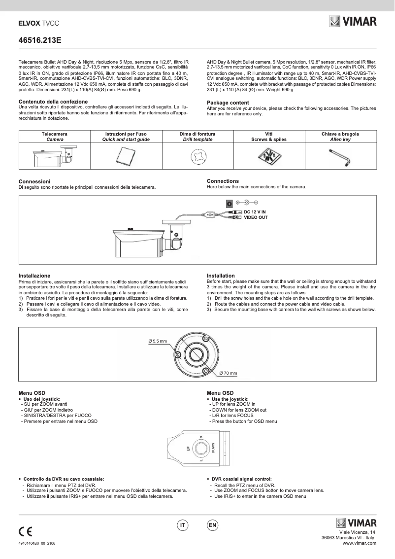 Image de la première page du manuel de l'appareil ELVOX 46516.213E
