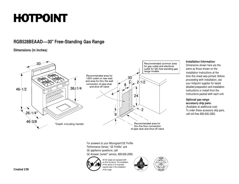 Page n°1 - Fiche technique Hotpoint RGB528BEAAD