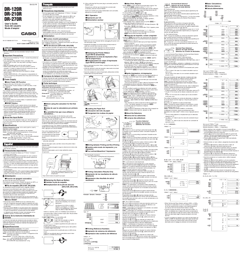 Page 1 de la notice Manuel utilisateur Casio DR-210R