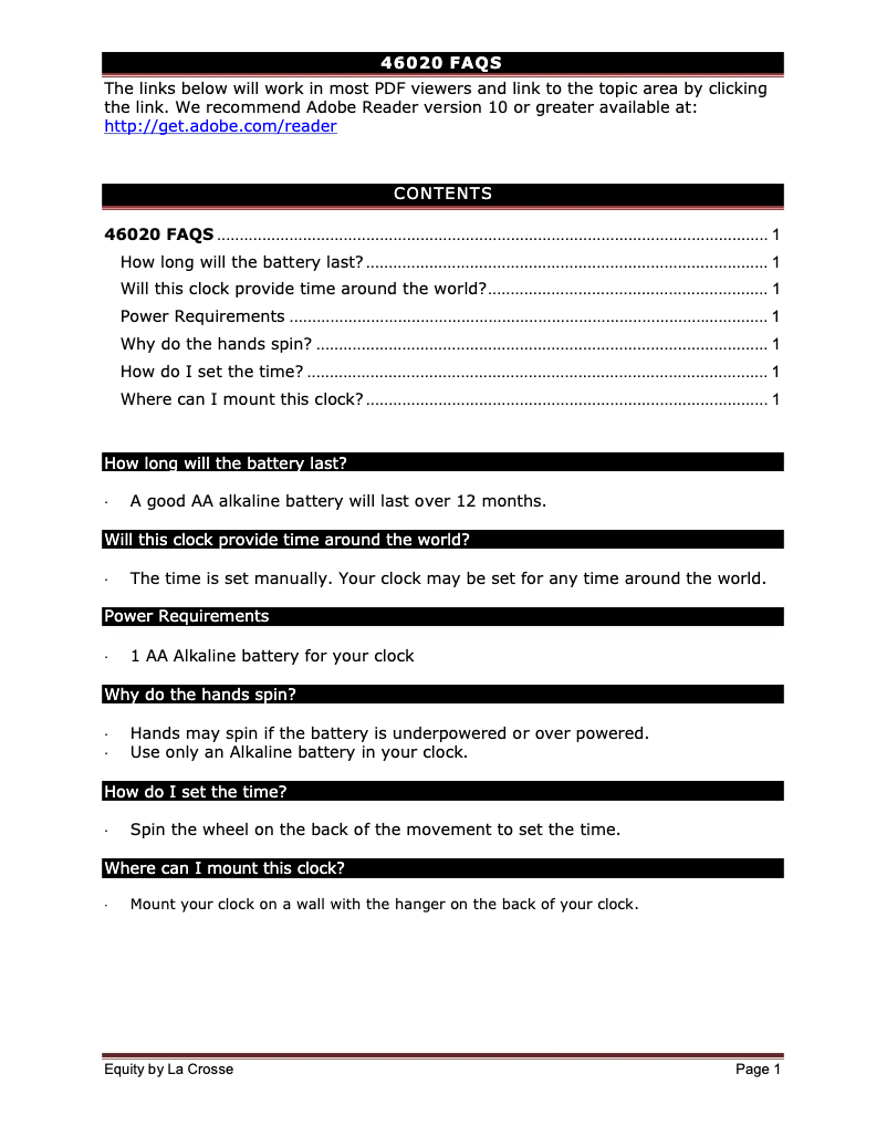 Página 1 del manual Preguntas frecuentes La Crosse Technology 46020