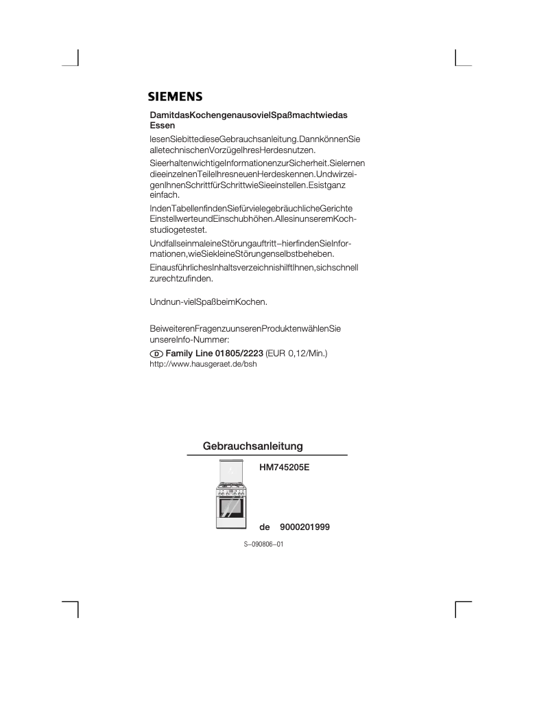 Page 1 de la notice Manuel utilisateur Siemens HM745205E