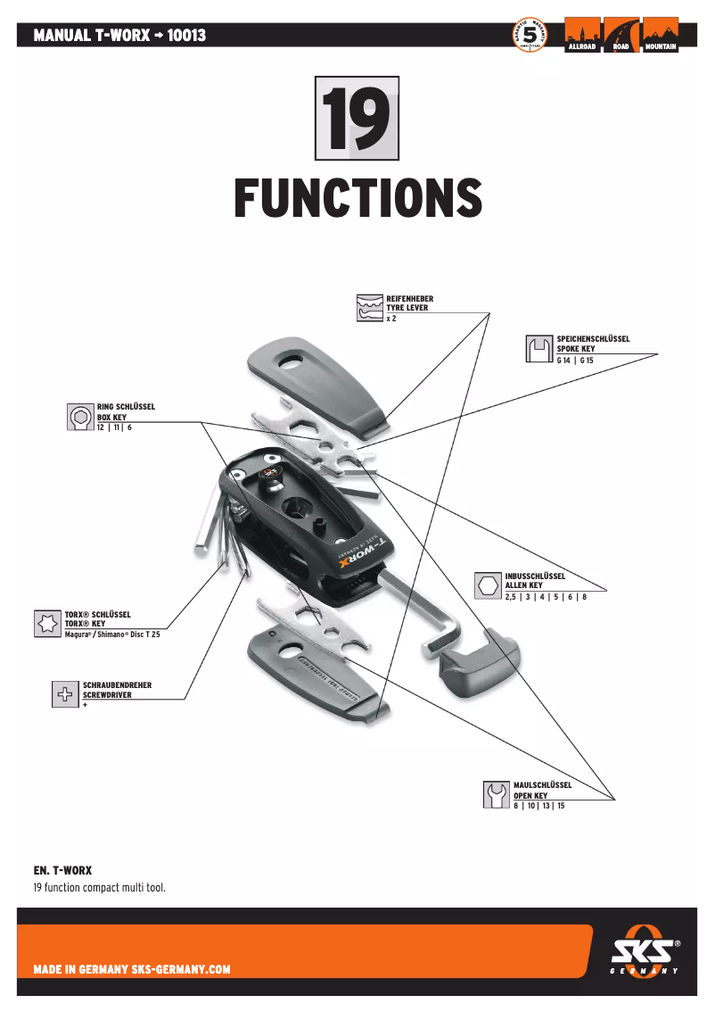 Page 1 de la notice Manuel utilisateur SKS T-WORX