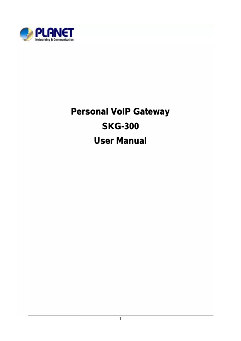 Página 1 del manual Manual de instrucciones Planet SKG-300