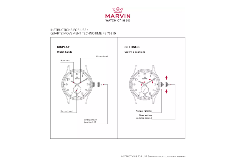 Page n°1 - Manuel utilisateur Marvin Technotime FE 75210