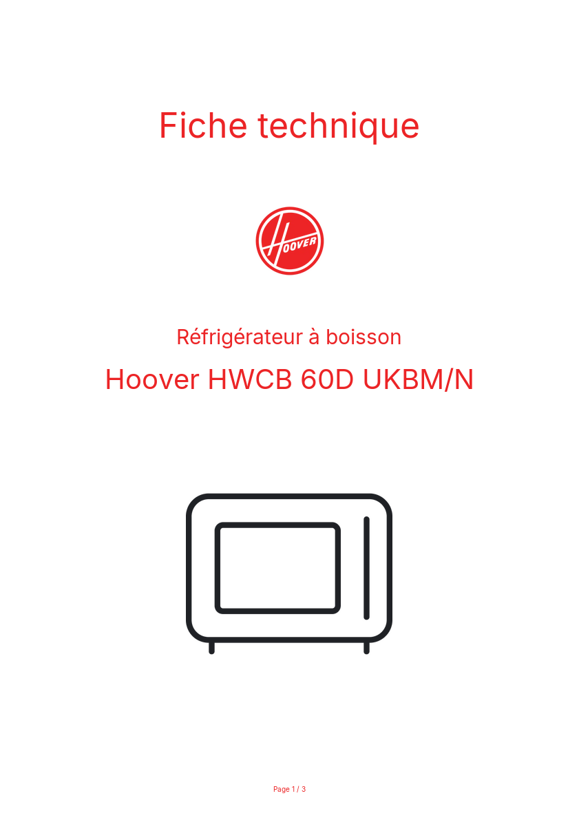 Page n°1 - Fiche technique Hoover HWCB 60D UKBM/N