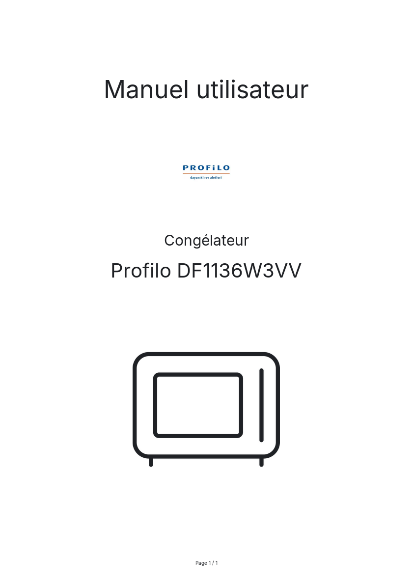 Page n°1 - Manuel utilisateur Profilo DF1136W3VV