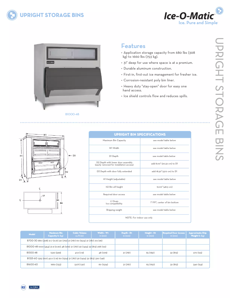 Page n°1 - Fiche technique Ice-O-Matic B1325-60