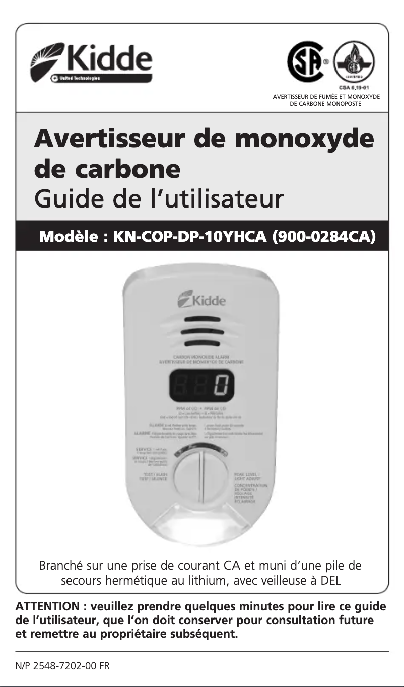 Image de la première page du manuel de l'appareil 900-0284CA