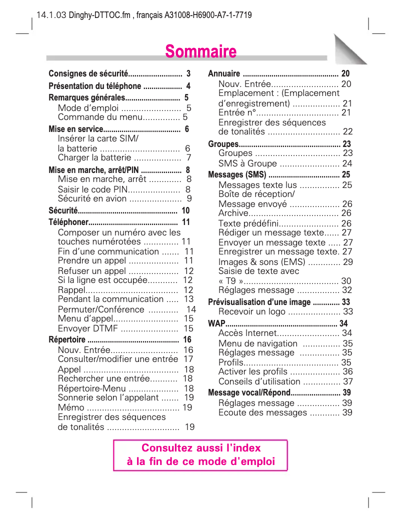 Page 1 de la notice Manuel utilisateur Siemens CL50