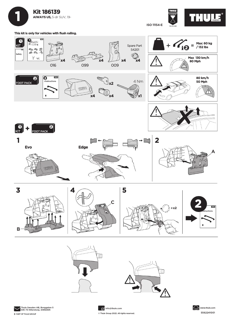 Page 1 de la notice Manuel utilisateur Thule Kit 186139