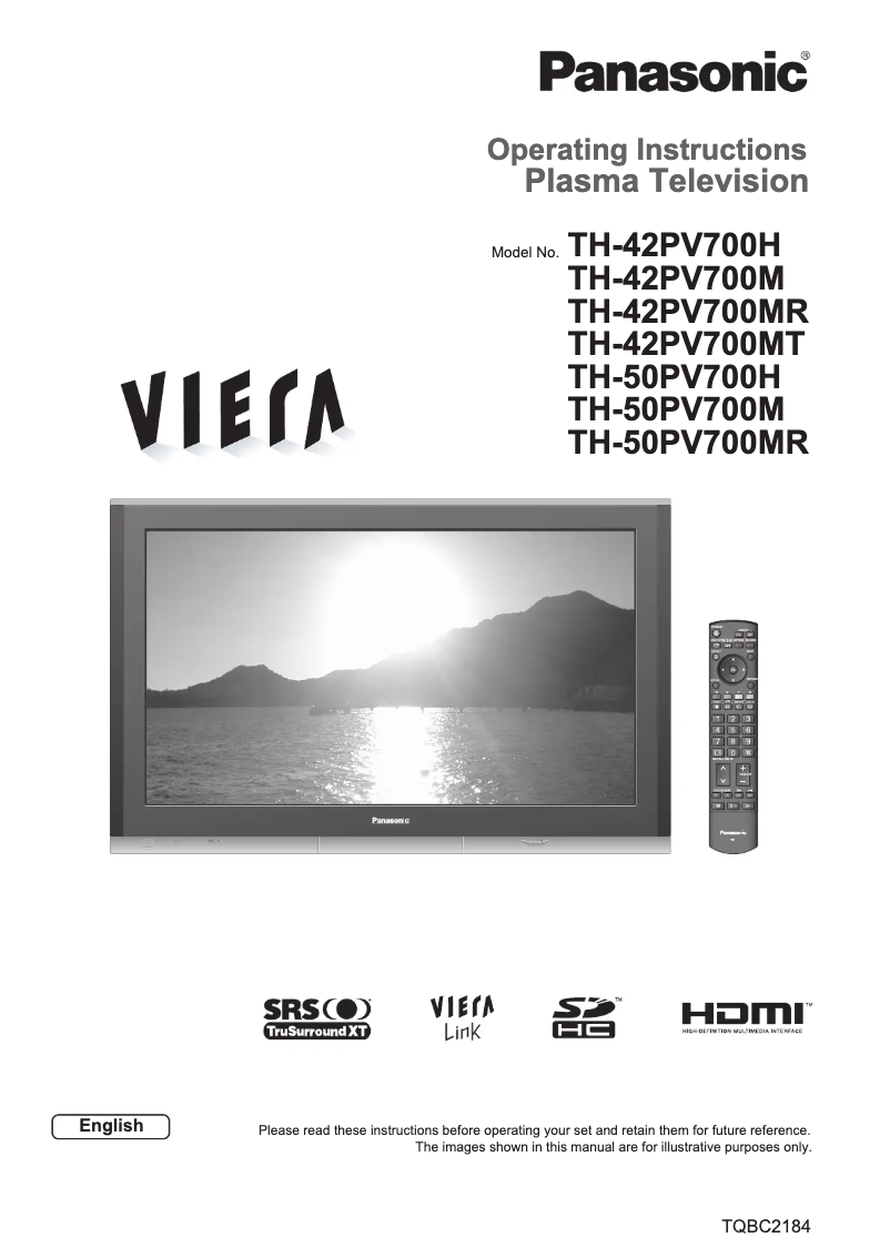 Image de la première page du manuel de l'appareil Viera TH-42PV700H
