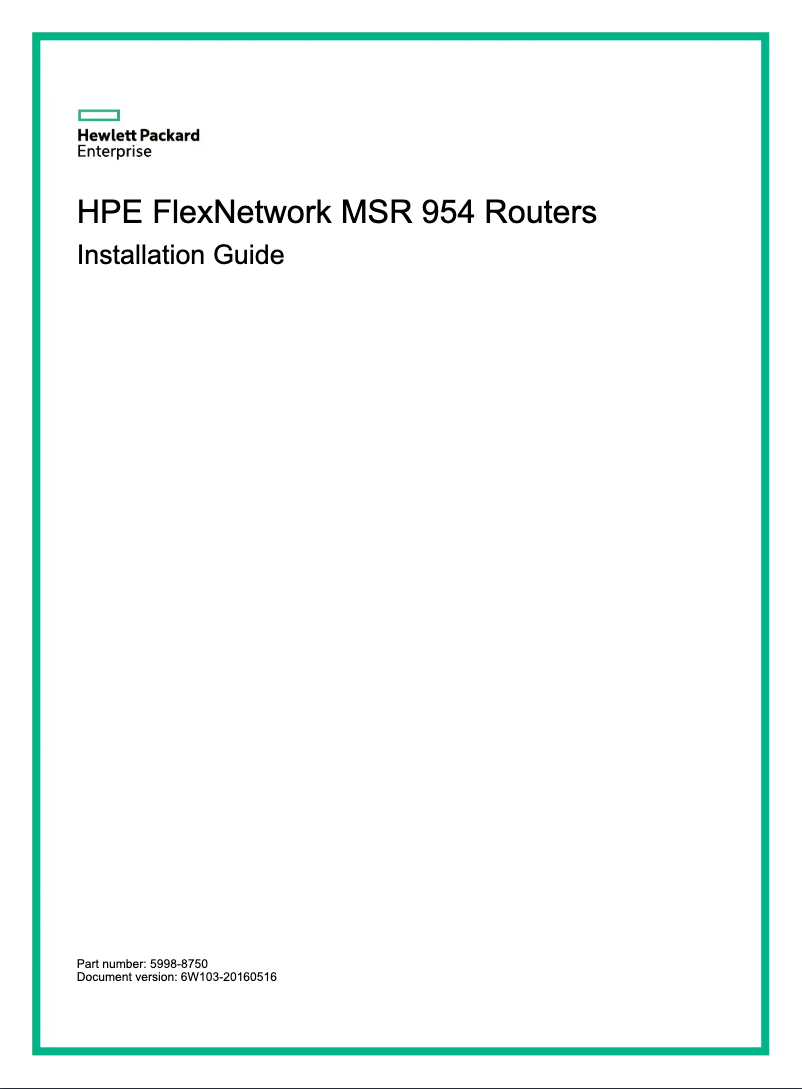 Page n°1 - Manuel utilisateur HP FlexNetwork MSR954