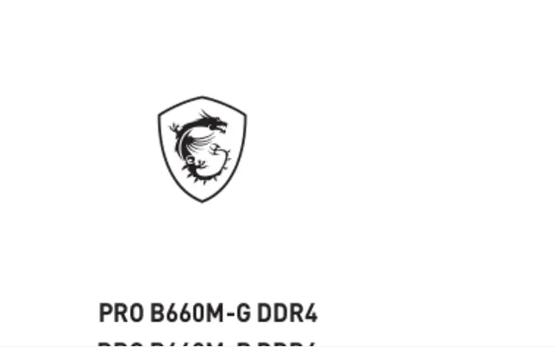 Page 1 de la notice Manuel utilisateur MSI PRO B660M-B DDR4