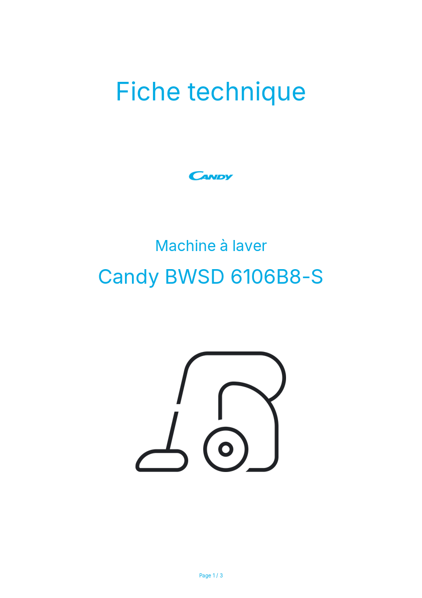 Image de la première page du manuel de l'appareil BWSD 6106B8-S