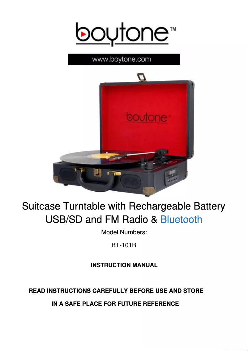 Page 1 de la notice Manuel utilisateur Boytone BT-101BL
