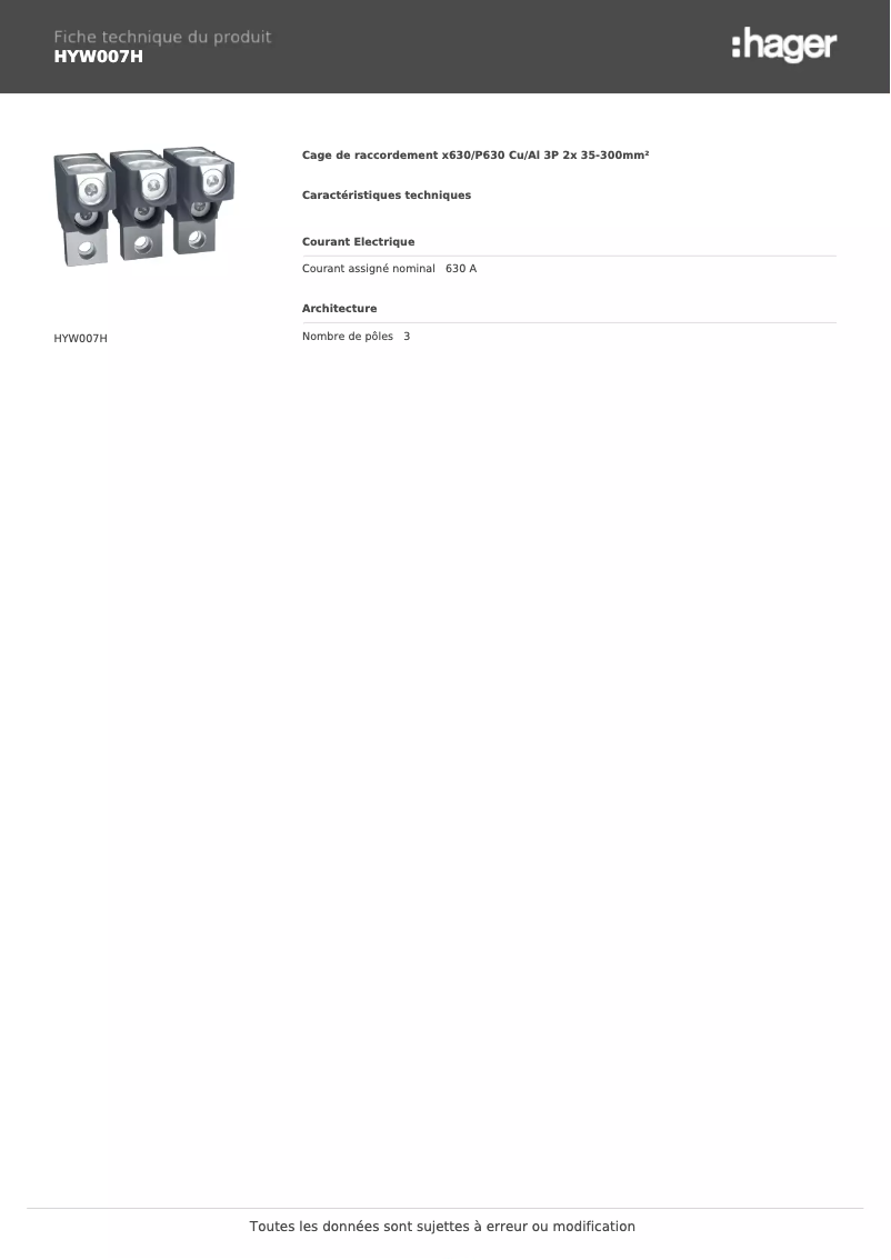 Image de la première page du manuel de l'appareil HYW007H