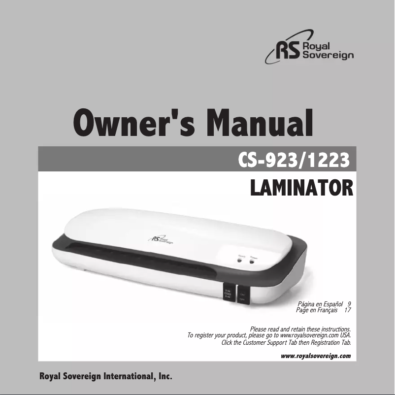Page n°1 - Manuel utilisateur Royal Sovereign CS-923