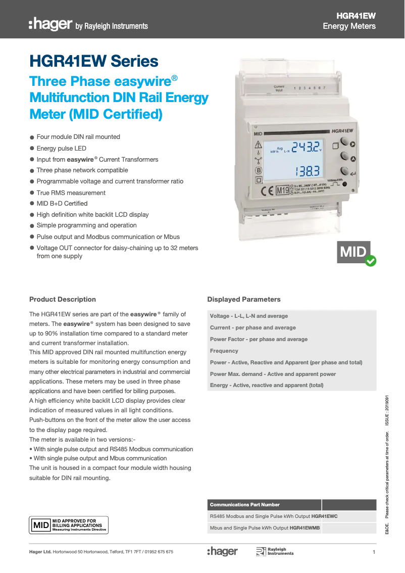 Page n°1 - Manuel utilisateur Hager JF403MID