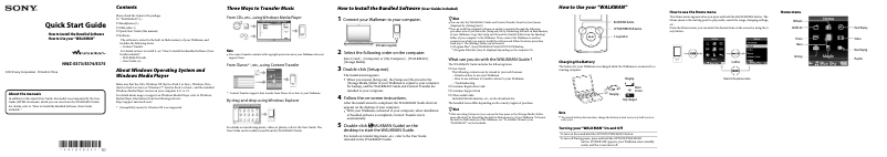 Image de la première page du manuel de l'appareil NWZ-E374