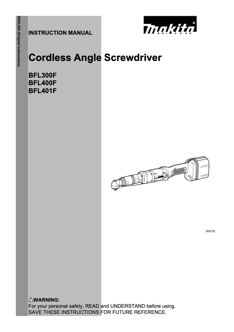 Page 1 de la notice Manuel utilisateur Makita DFL400FZ
