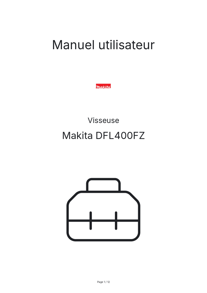 Page n°1 - Manuel utilisateur Makita DFL400FZ