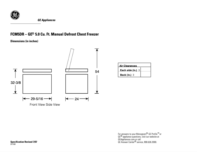 Page n°1 - Fiche technique GE FCM5DRWH