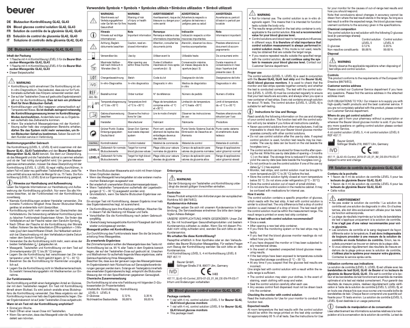 Page 1 de la notice Manuel utilisateur Beurer GL 42