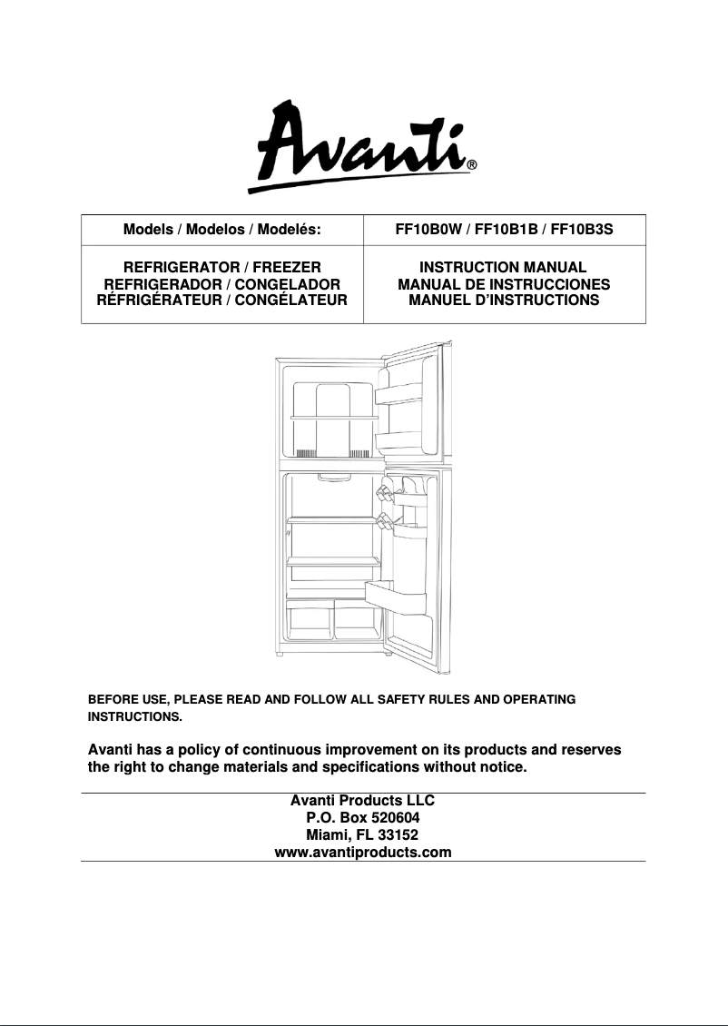 Page 1 de la notice Manuel utilisateur Magic Cool MCR10WI