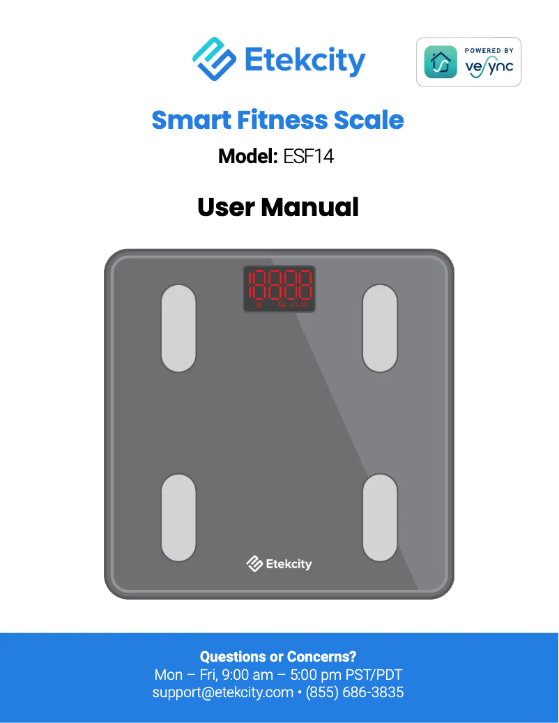 Page 1 de la notice Manuel utilisateur Etekcity ESF14