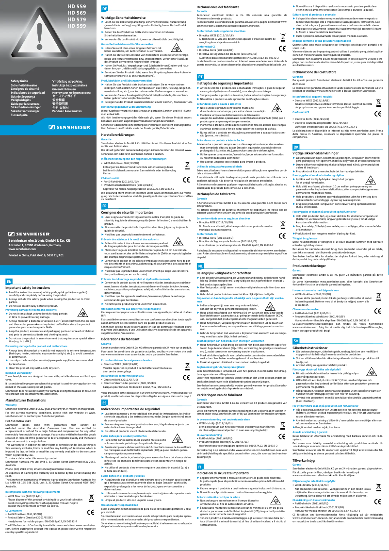 Page 1 de la notice Manuel utilisateur Sennheiser HD 569