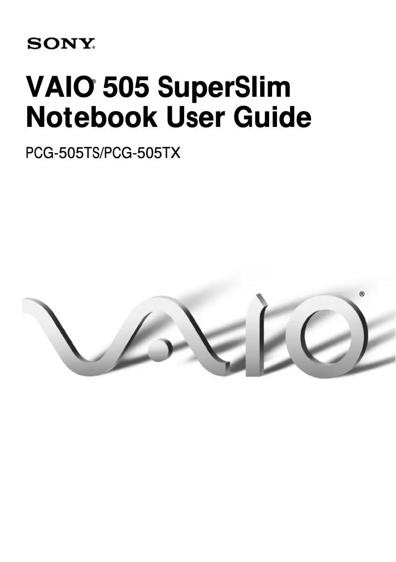 Page n°1 - Manuel utilisateur Sony Vaio PCG-505TR