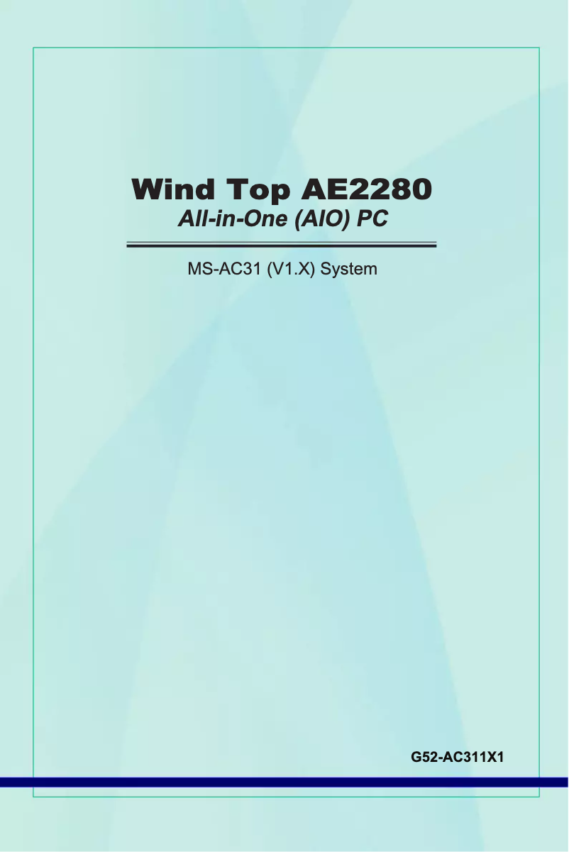 Page n°1 - Manuel utilisateur MSI Wind Top AE2280